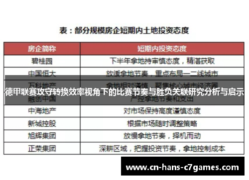 德甲联赛攻守转换效率视角下的比赛节奏与胜负关联研究分析与启示
